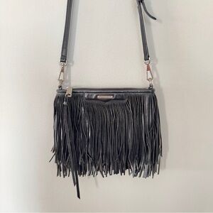Rebecca Minkoff Crossbody Small Purse Bag Black Fringe Festival Hippie 70’s Look